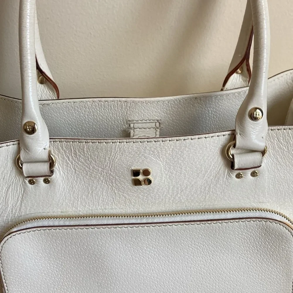 Kate Spade White Pebble Grain Leather Shoulder Bag Purse w/ Dust Bag